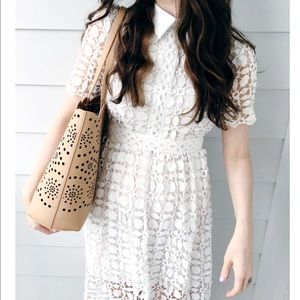 Chicwish collared lace white dress 👗
